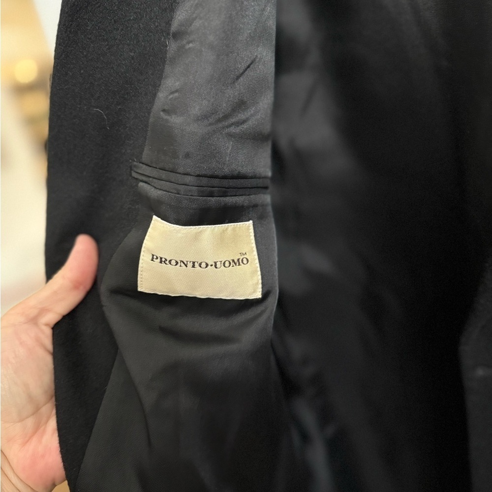 Pronto Uomo Men's 44R Black 100% Cashmere 2-Button Blazer Jacket Sport Coat - Picture 3 of 7